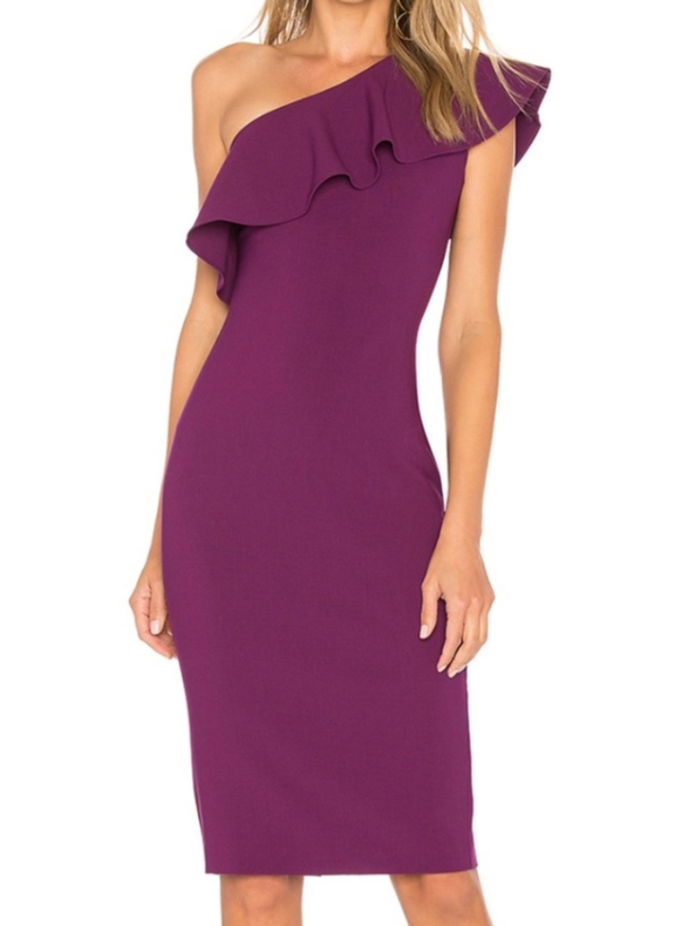 Likely Purple One-Should Ruffle Dress